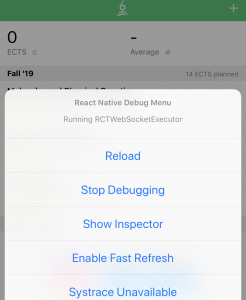 React Native 0.60 debug menu